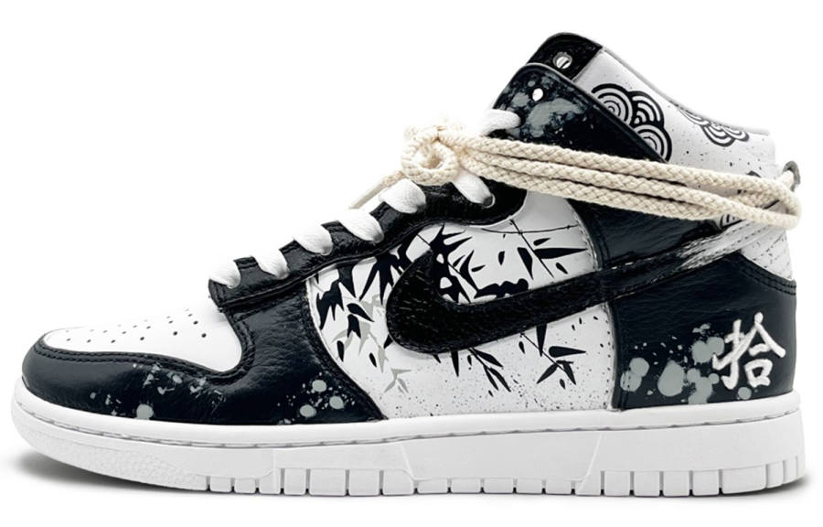 Nike Nike Dunk High EIGHT% Bamboo Dye Slip Resistant Lightweight High top Skateboard Shoes Unisex Black White