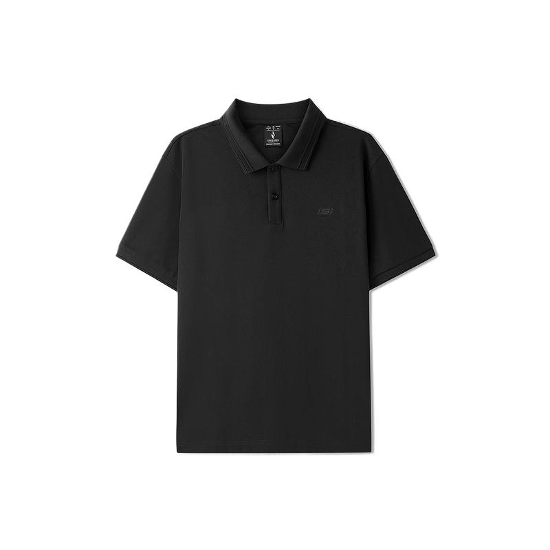 Skechers Polo Shirts Men's Carbon Black/0018 Polo Collar Moderate Straight Fit