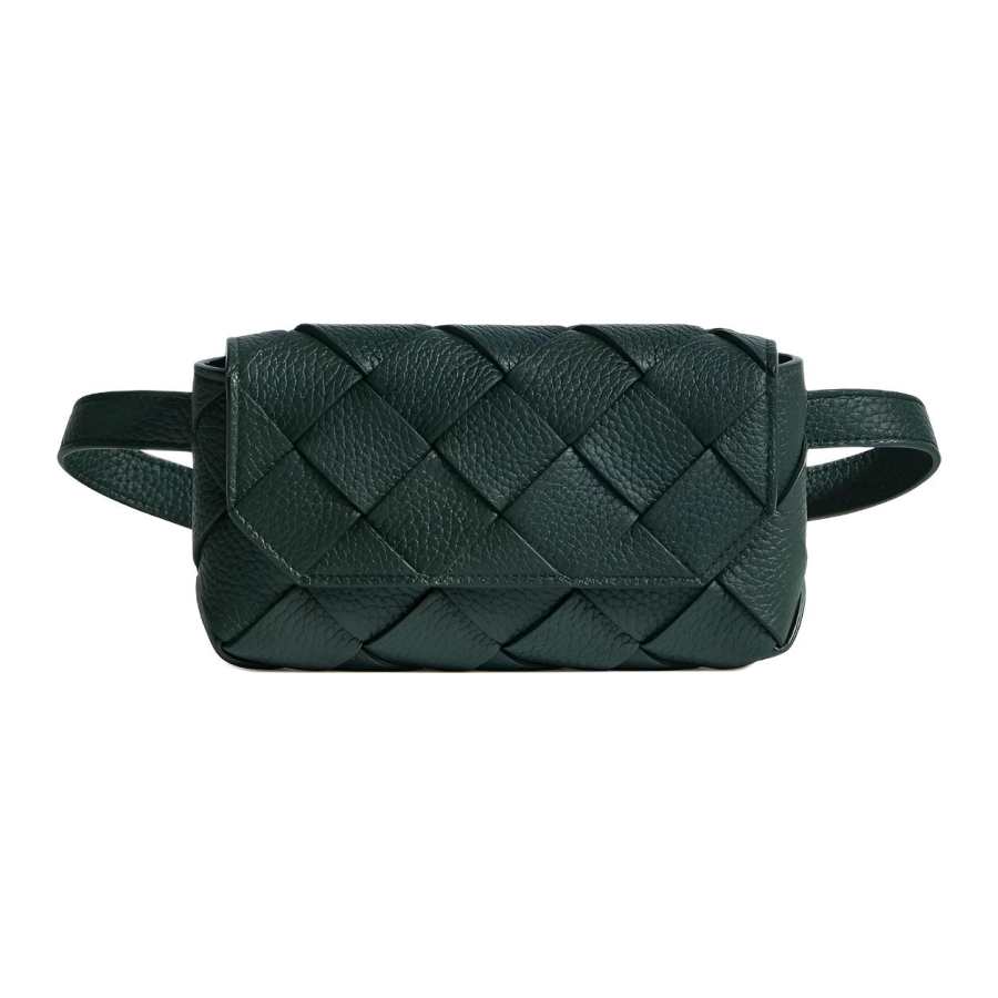 Bottega Veneta DiagoIntrecciato Calfskin Fanny Pack Men's Dark Green