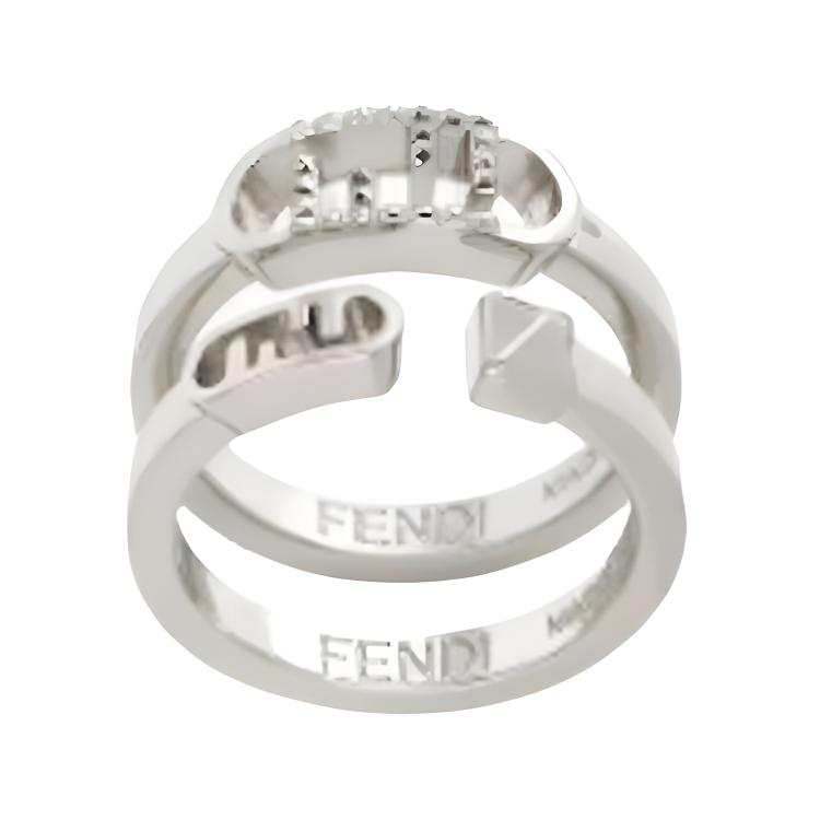 FENDI Brass Metal Rings Women's Silver