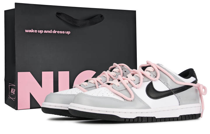 Nike Nike Dunk Gray Cherry Blossom Whisper Abrasion Resistant Slip Resistant Low top Skateboard Shoes Women's Black Gray