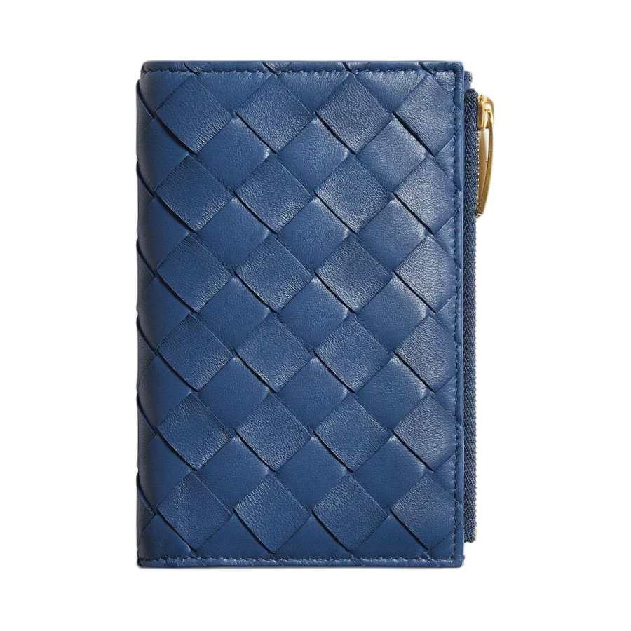 Bottega Veneta Intrecciato Sheepskin Wallet Medium Women's Blue