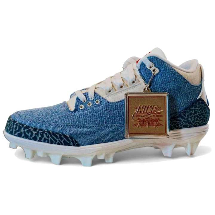 Jordan Jordan x Levis Air Jordan 3 Soccer Shoes Unisex Blue Beige