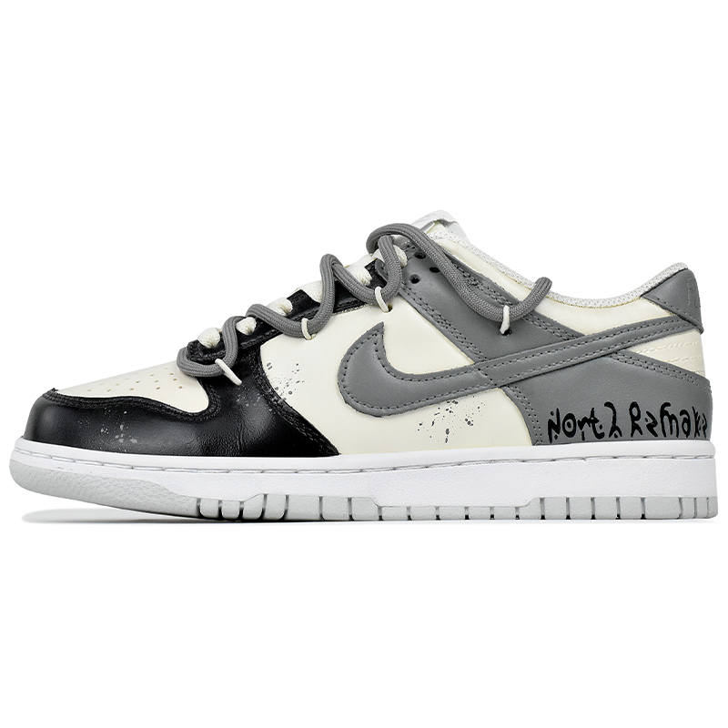 Nike Nike Dunk Abrasion Resistant Slip Resistant Low top Kids' Skateboarding Shoes Black Gray Beige Teenagers