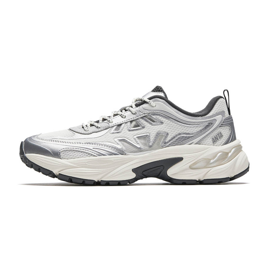 Anta Fishbone Abrasion Resistant Lightweight Breathable Casual Shoes Men's White Silver Gray