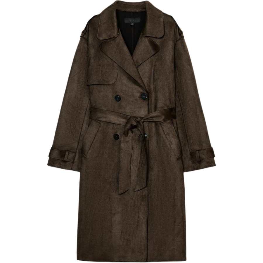 ZARA Trench Coats Women's Light Khaki V Neck Moderate Other