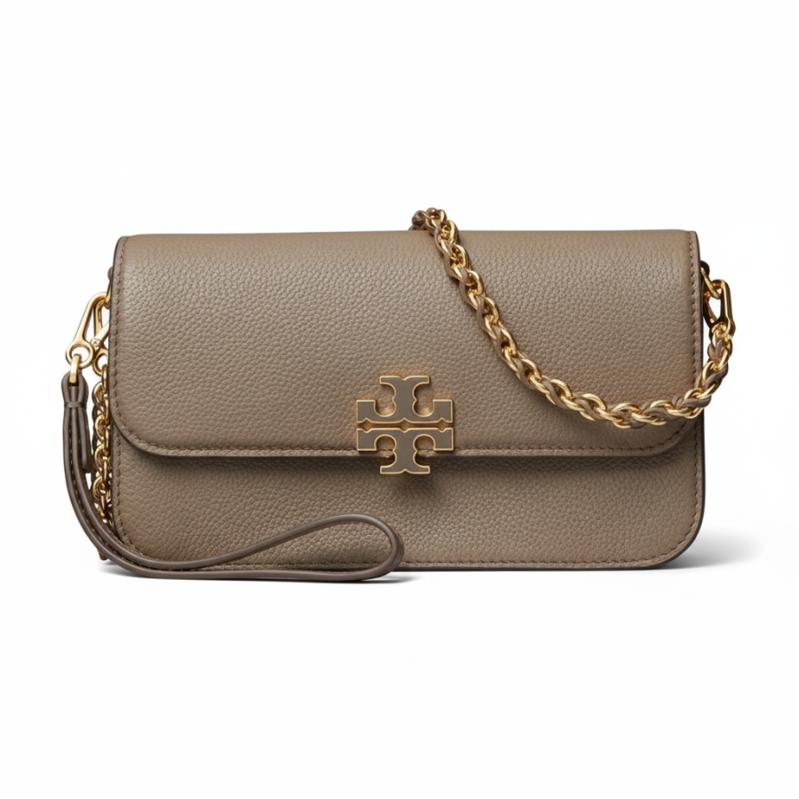 TORY BURCH Britten Nubuck Leather Shoulder Bag Women's Brown