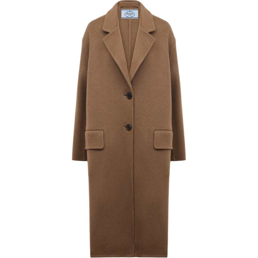 PRADA PRADA Coats Women's Camel Lapel Moderate