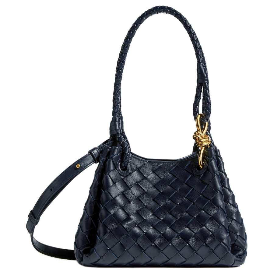 Bottega Veneta ParachuteIntrecciato Sheepskin Handbag Small Women's Midnight
