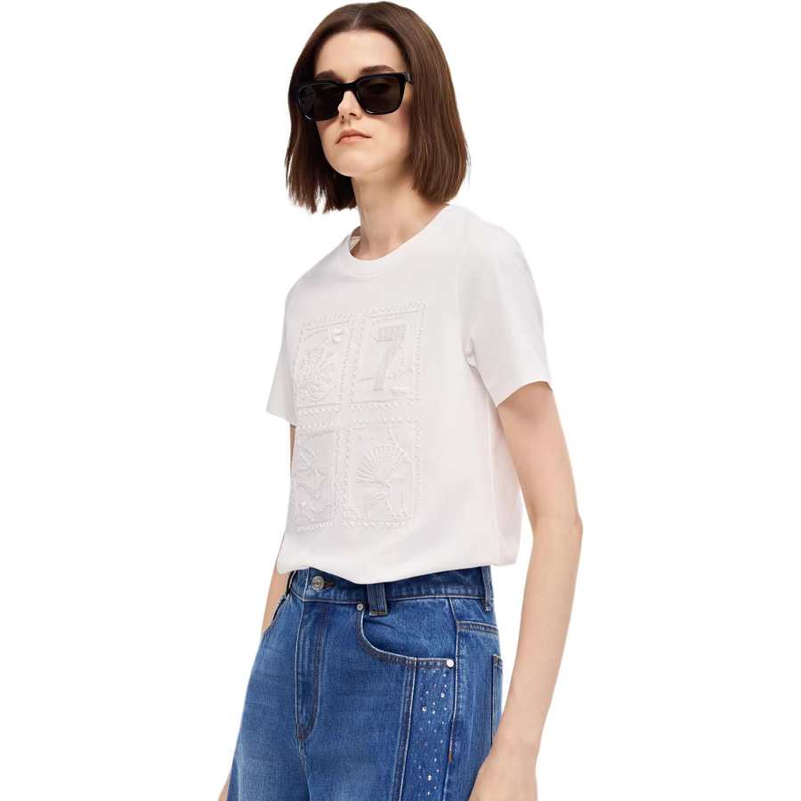 KARL LAGERFELD / Karl Lagerfeld Jeans Regular Sleeve T Shirt Women's White