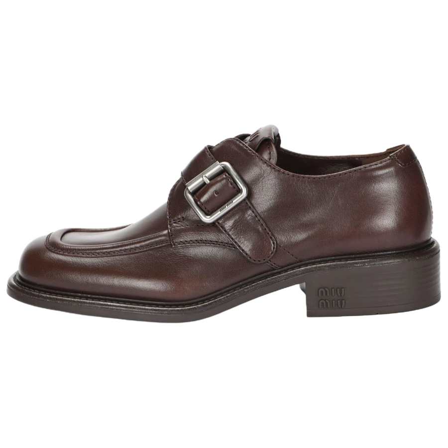 MIU MIU Leather Dress Shoes Women's Dark Brown
