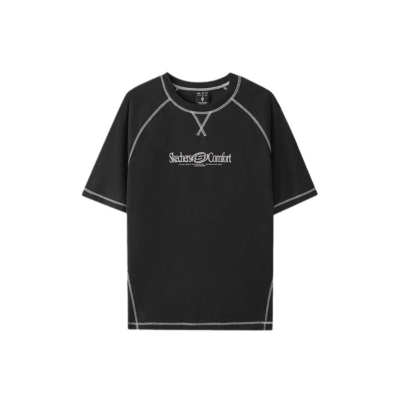 Skechers T Shirts Unisex Carbon Black 0018 Crew Neck Moderate