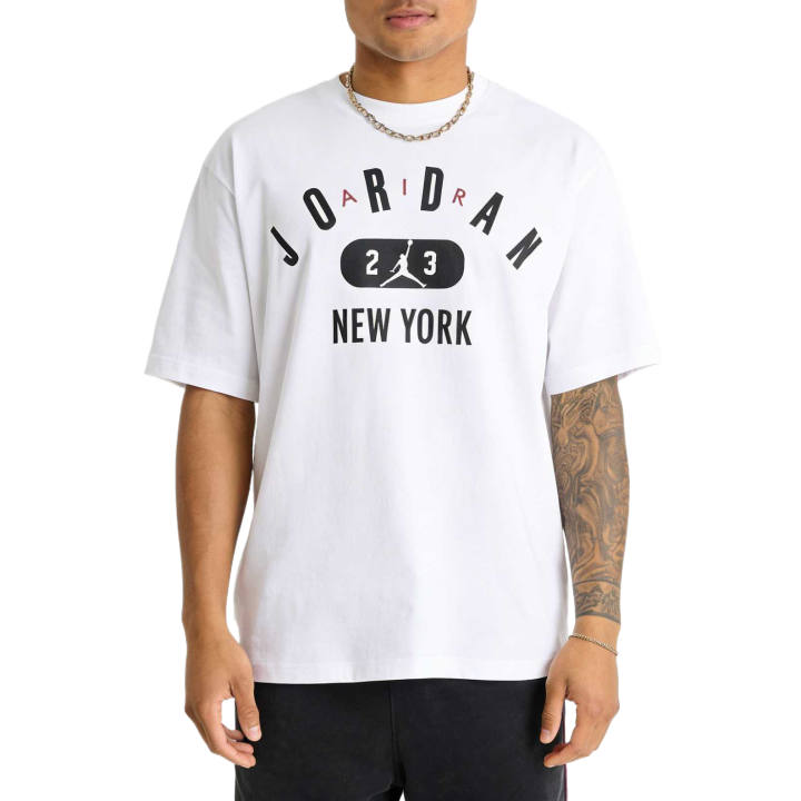 Jordan Jordan T Shirts Men's White/Black Crew Neck Moderate