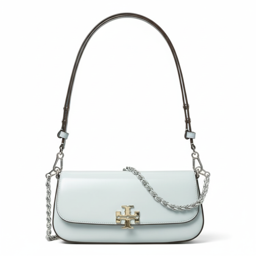 TORY BURCH Britten Detachable Strap Metal Logo Shoulder Bag Women's Light Sea