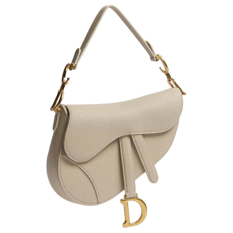 DIOR Saddle Calfskin Saddle Bag Handbag Small Women's Beige