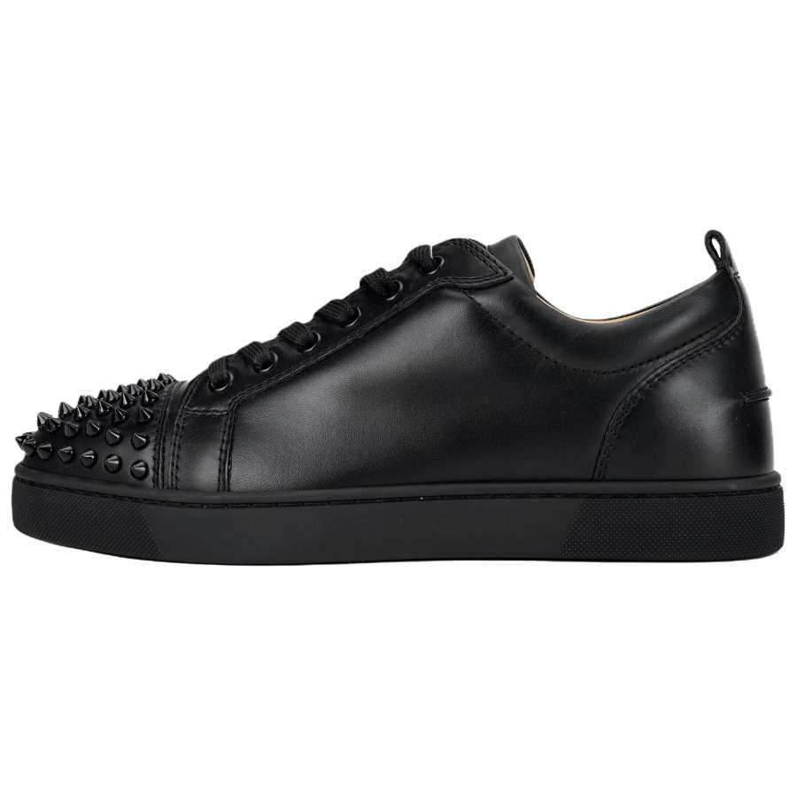 Christian Louboutin CL Louis Junior Spikes Cow Leather Low top Stylish Skateboarding Shoes Men's Black