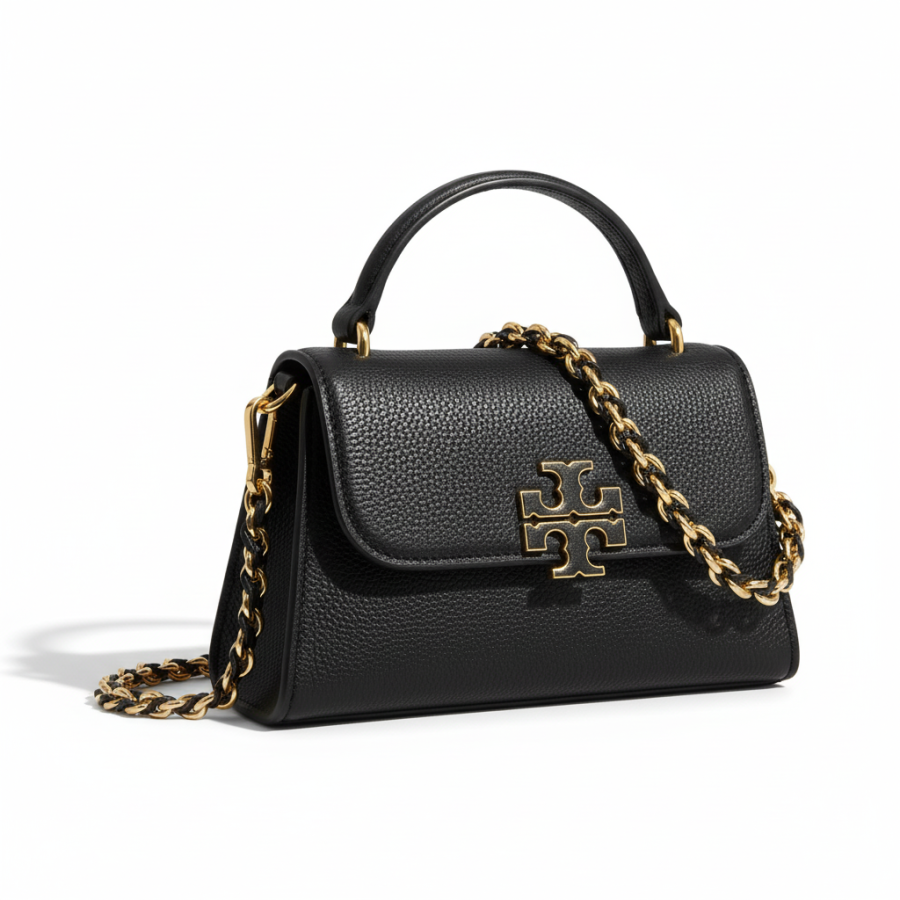 TORY BURCH Britten Pebbled Leather Handbag Mini Women's Black