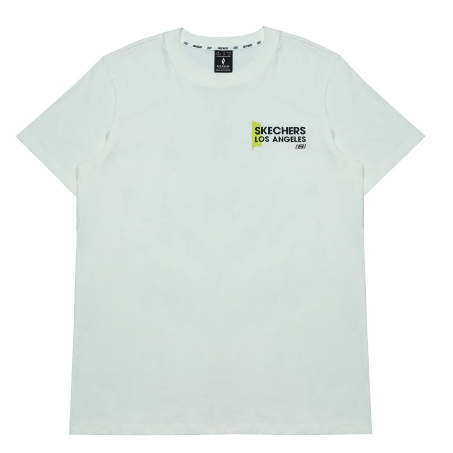 Skechers T Shirts Men's Marshmallow White Crew Neck Moderate