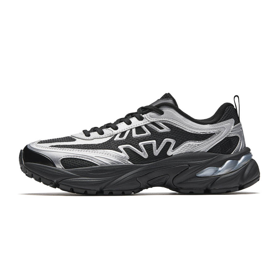 Anta Fishbone Abrasion Resistant Lightweight Breathable Casual Shoes Men's Black Silver