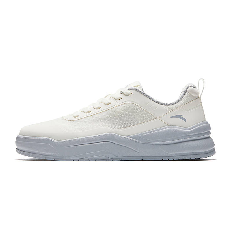 Anta Textile, Rubber Low top Skateboard Shoes Men's Ivory White/Frost Tower Gray