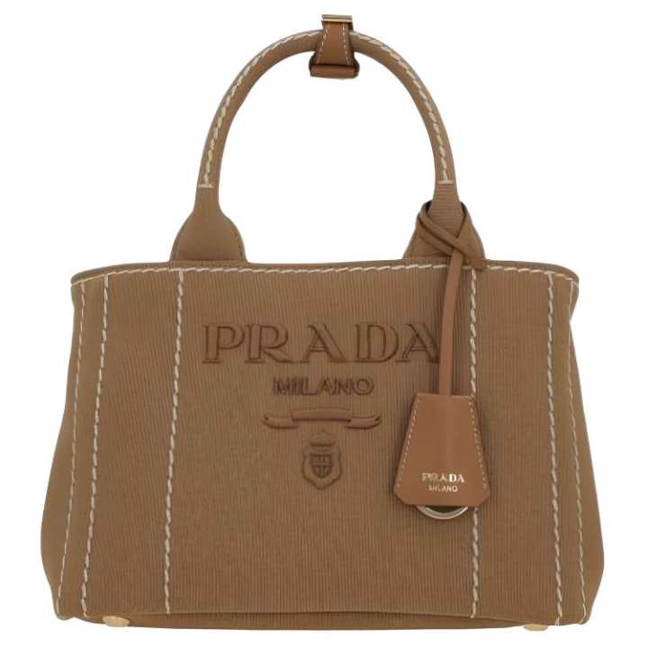 PRADA PRADA Fabric With Canvas Tote Handbag Small Women's Brown