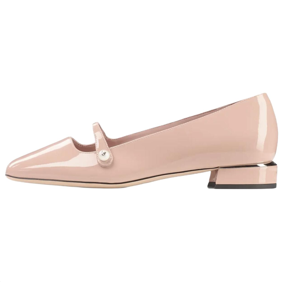 Jimmy Choo Elisa Ballerina Patent Leather, Leather Chunky Heel Mary Jane Shoes 2.5cm Women's Macaron Color