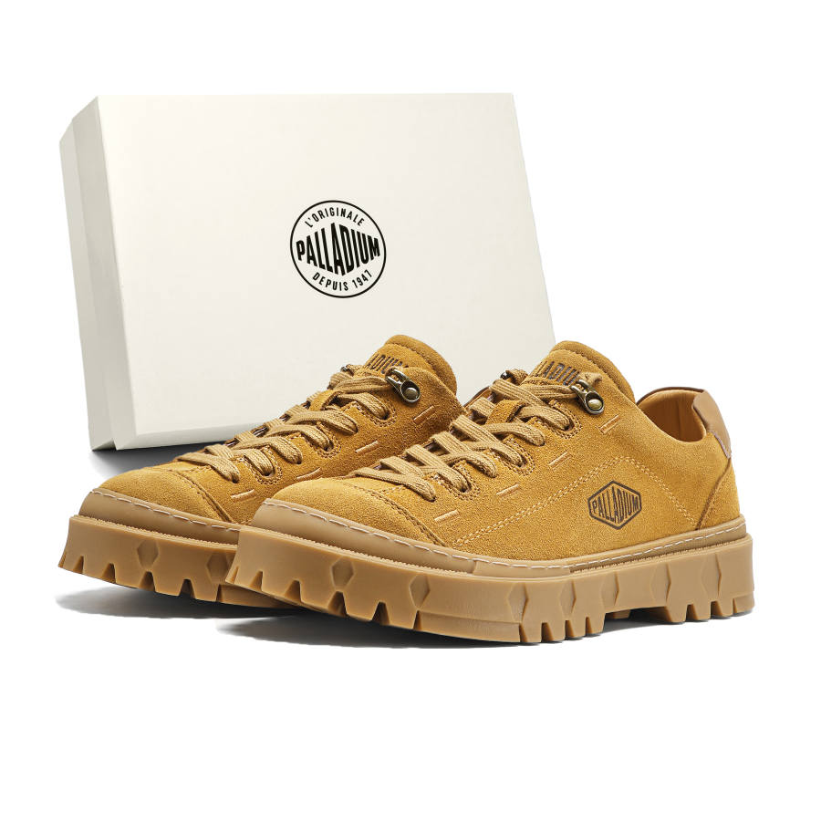 Palladium Casual Shoes Unisex Low Top Caramel Brown/Beige Brown/Gray Green