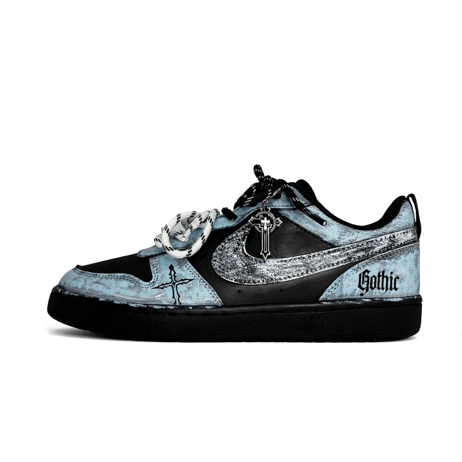 Nike Nike Court Borough Punk Cross, Gothic Synthetic Leather Abrasion Resistant Slip Resistant Low top Skateboard Shoes