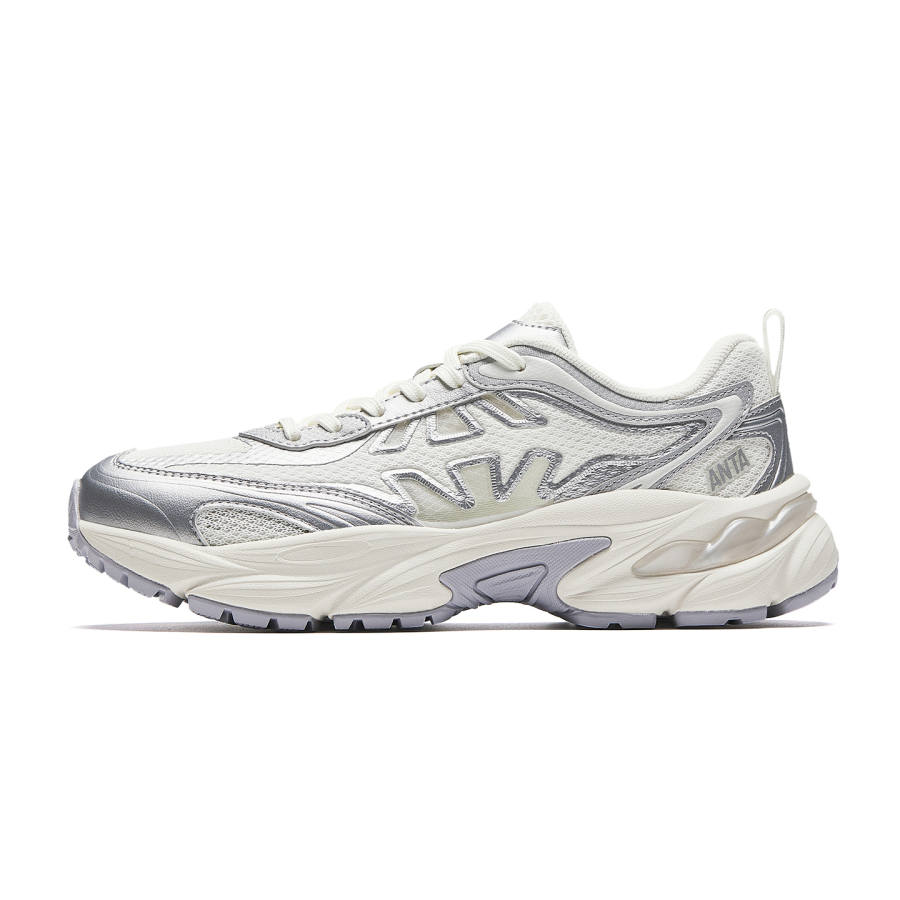 Anta Fishbone Cushioning Abrasion Resistant Slip Resistant Casual Shoes Women's White Silver