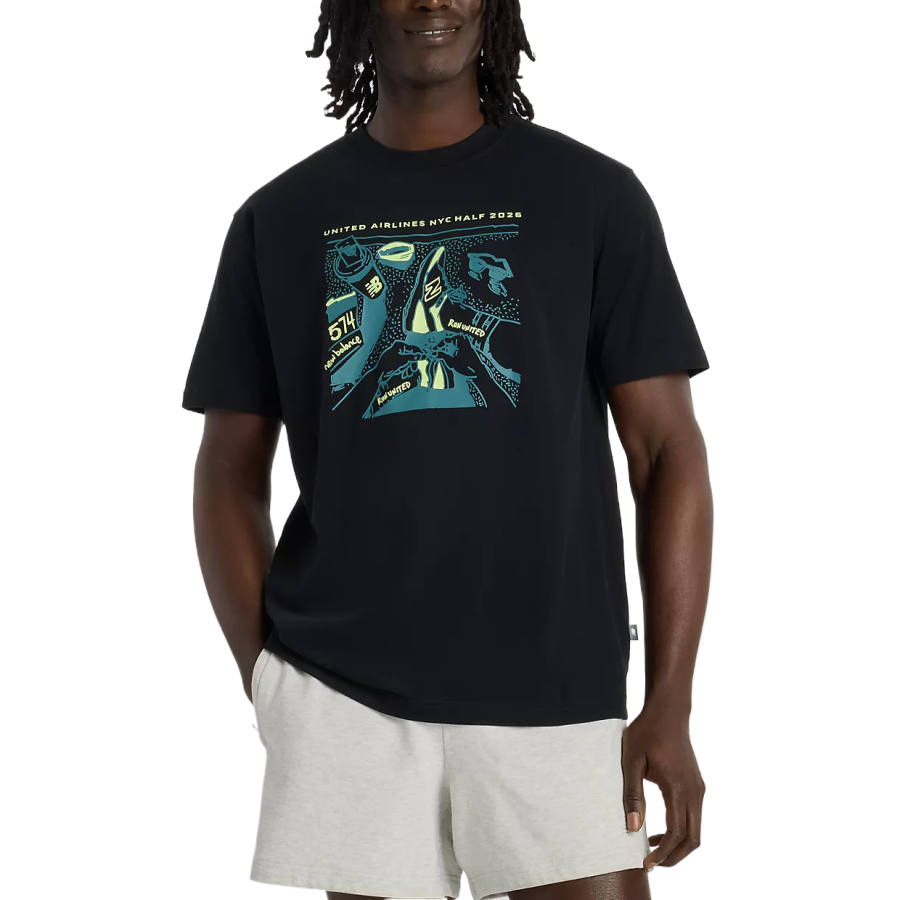 New Balance New Balance T Shirts Men's Black Crew Neck Moderate