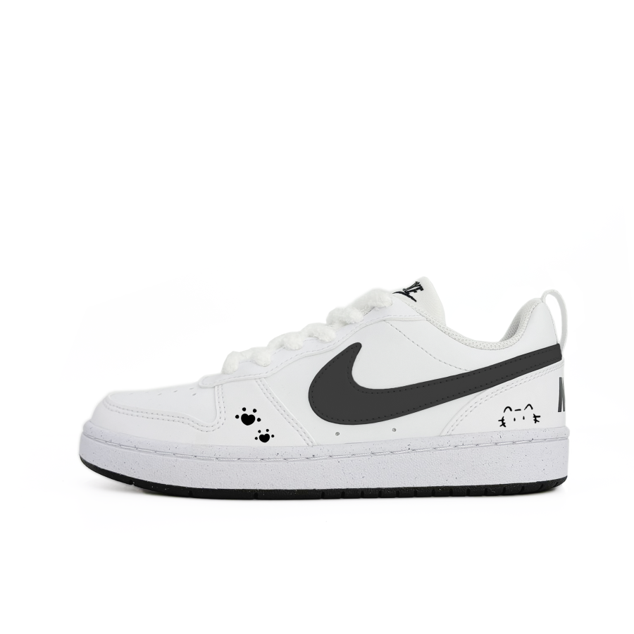 Nike Nike Court Borough Kitten Abrasion Resistant Kids' Skateboarding Shoes Black White Teenagers