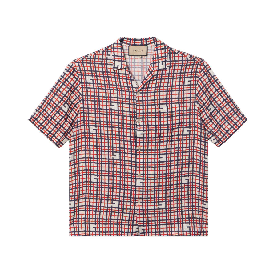 GUCCI Shirts Men's Multicolor Cuban Collar Moderate Other