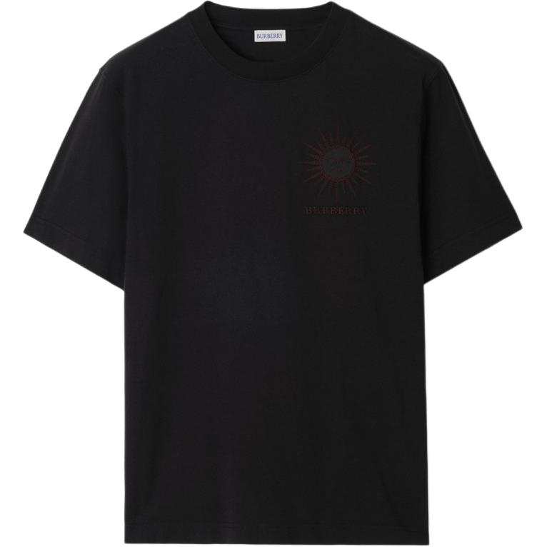 Burberry T Shirts Men's Black Crew Neck Moderate Straight Fit