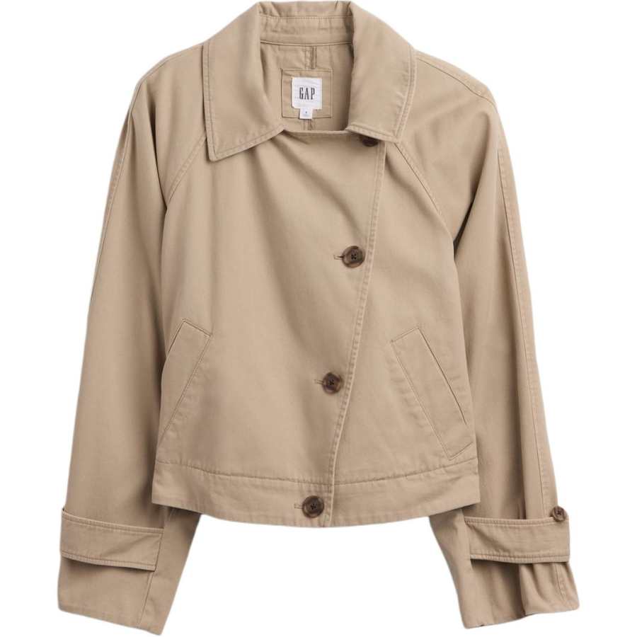 GAP Cropped Coats Women's Khaki Moderate