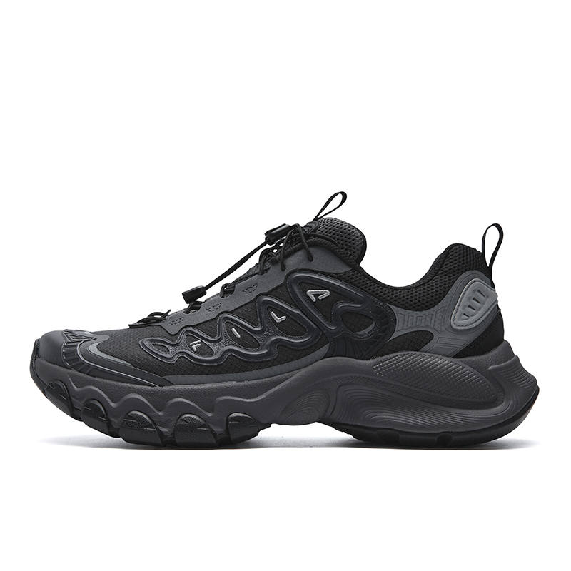 FILA TRUFFLE Cushioning Abrasion Resistant Lightweight Low top Chunky Sneakers Men's Black/Wild Dove Gray
