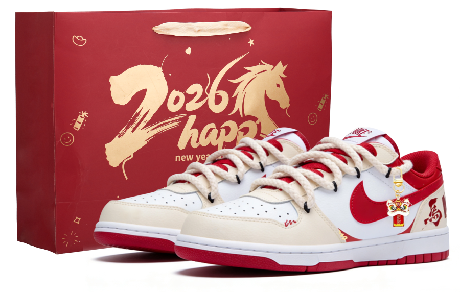 Nike Nike Big Blessing Horse Wealth Low top Skateboard Shoes Men's Beige Red