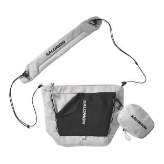 SALOMON ACS Nylon Shoulder Bag, Crossbody Bag Unisex Dove White & Black