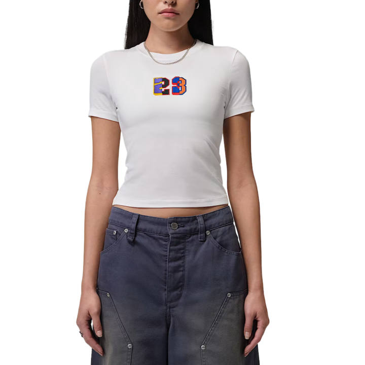 Jordan Jordan T Shirts Women's White/Black Crew Neck Moderate