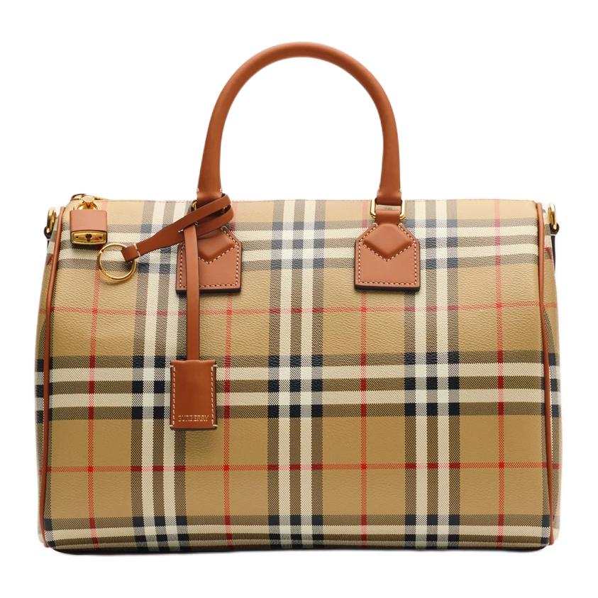Burberry Cotton & Polyurethane, Polyester Bowling Bag, Crossbody Handbag Medium Women's Light Umber