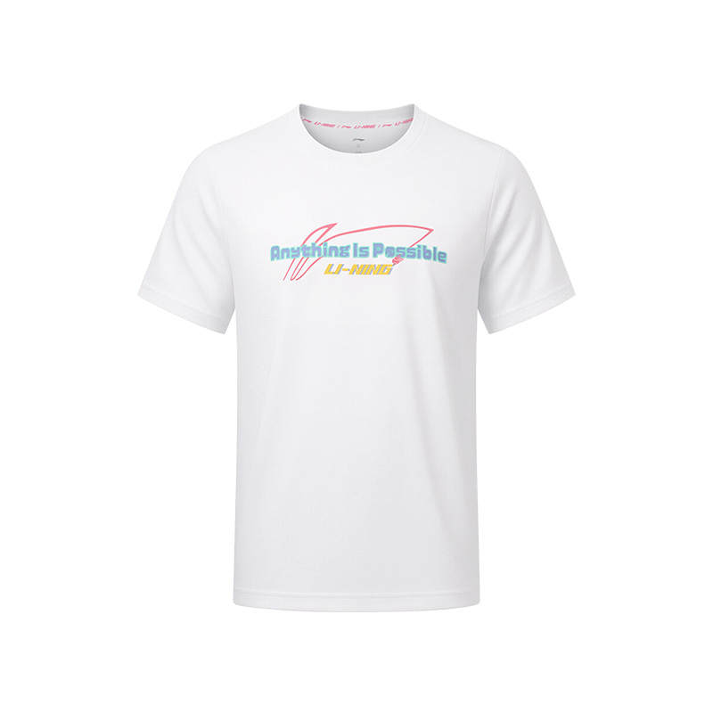 Li-Ning Li Ning T Shirts Unisex White Crew Neck