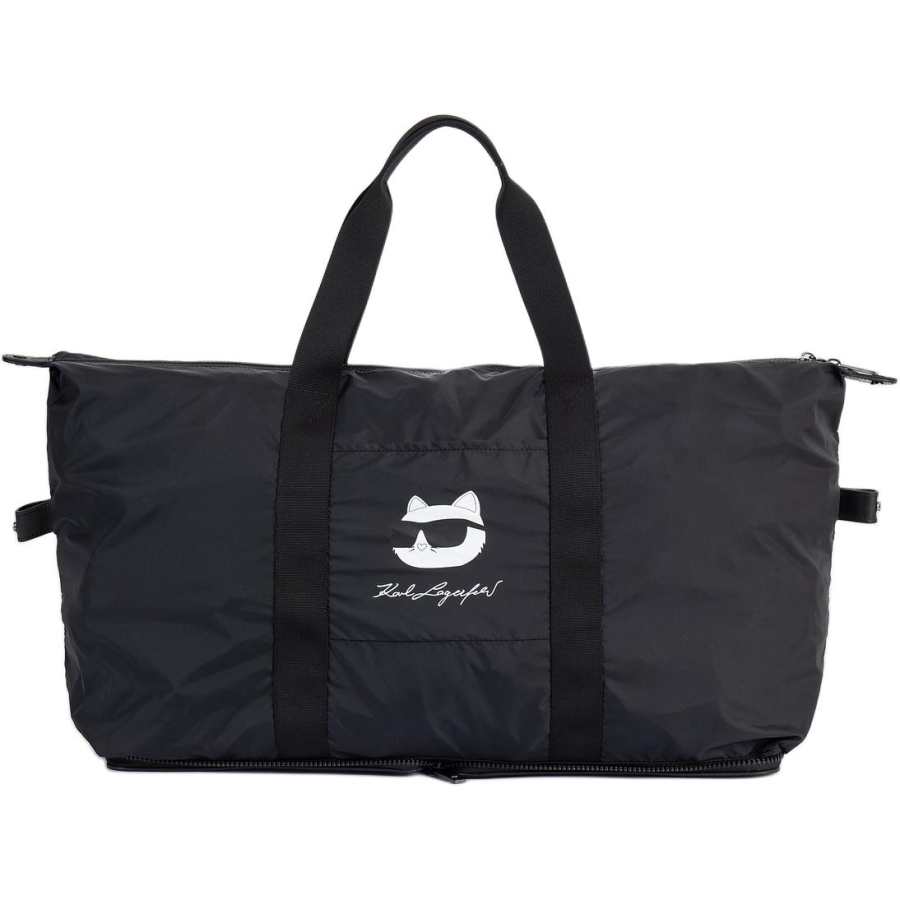 KARL LAGERFELD / Karl Lagerfeld Jeans Fabric With Cow Leather Travel Bag Women's Black