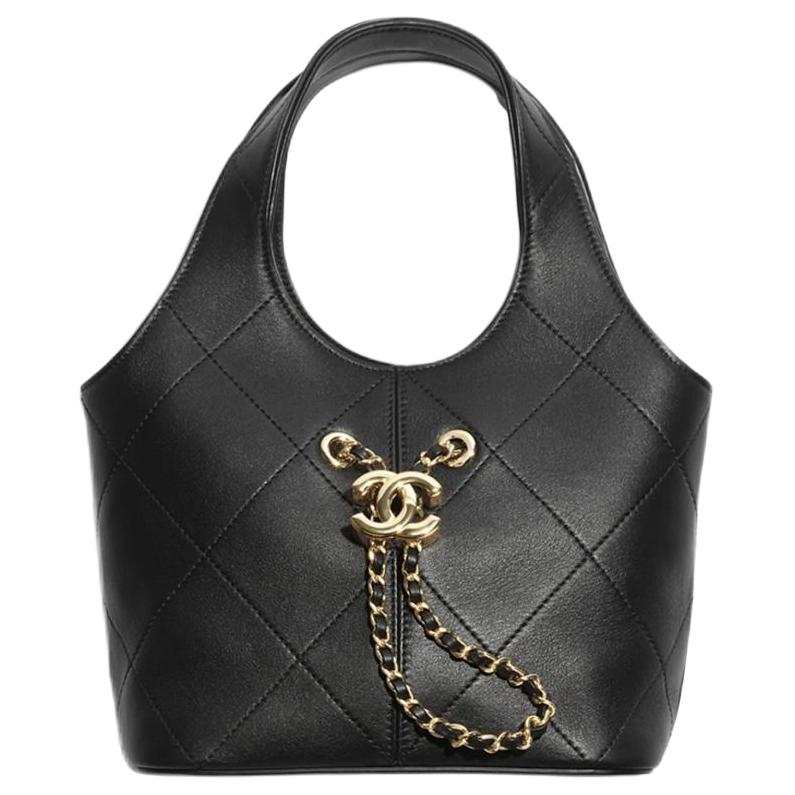 CHANEL 2026 Calfskin & Gold Metal Shopping Bag Handbag Small Women's Black