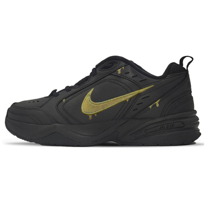 Nike Nike Air Monarch 4 Gilded Leather Height Increasing Slip Resistant Low top Chunky Sneakers Unisex Gold