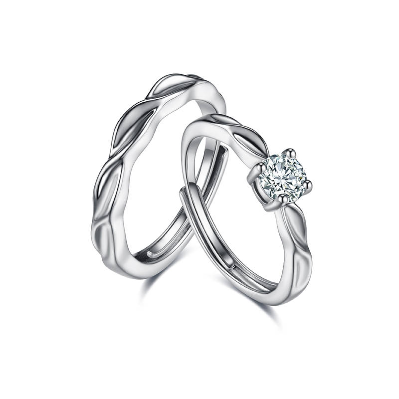 CIROCCO CIROCCO Cubic Zirconia Diamond Brass Rings Unisex Silver