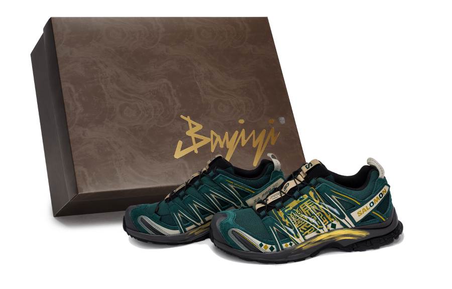 SALOMON XA PRO 3D Cushioning Support Slip Resistant Low top Running Shoes Unisex Green Black Gold