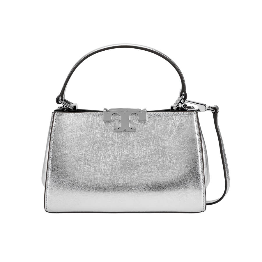 TORY BURCH Eleanor Leather One Shoulder Handbag Mini Women's Silver