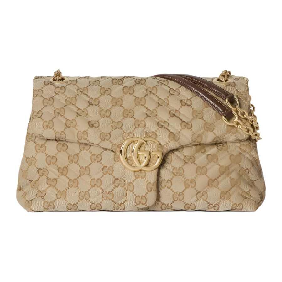 GUCCI GG Marmont Canvas Crossbody Bags Medium Women's Sand & Brown