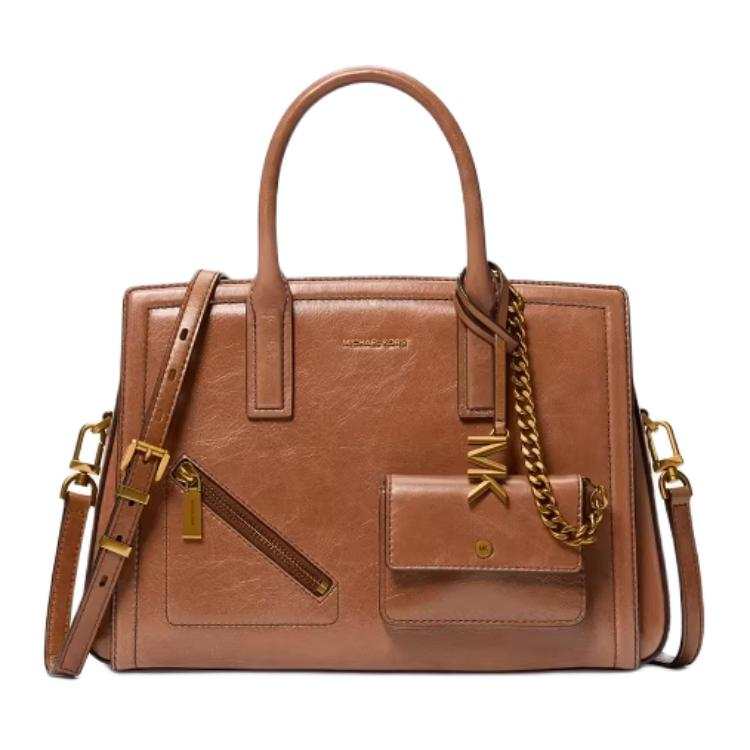 MICHAEL KORS Laila Cow Leather Tote Handbag Medium Women's Brown
