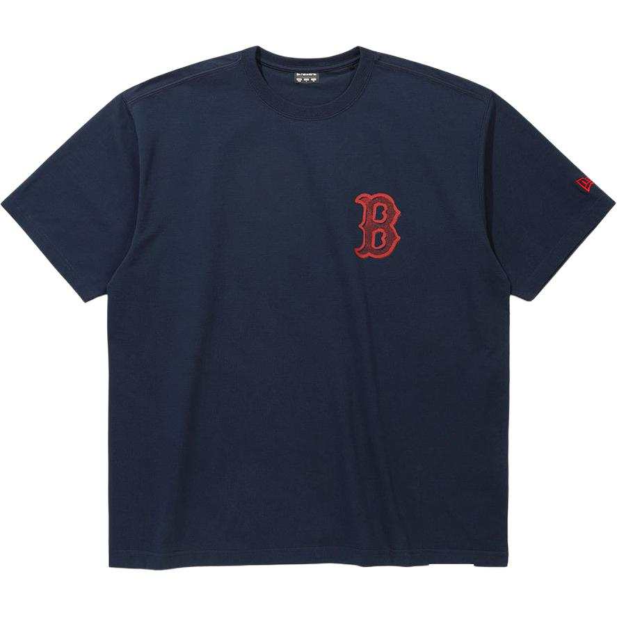 New Era MLB Boston Red Sox Risograph T Shirt Navy T Shirt Korean Style Unisex