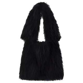 WE11DONE Silk Hobo Bag, One Shoulder Handbag Women's Black